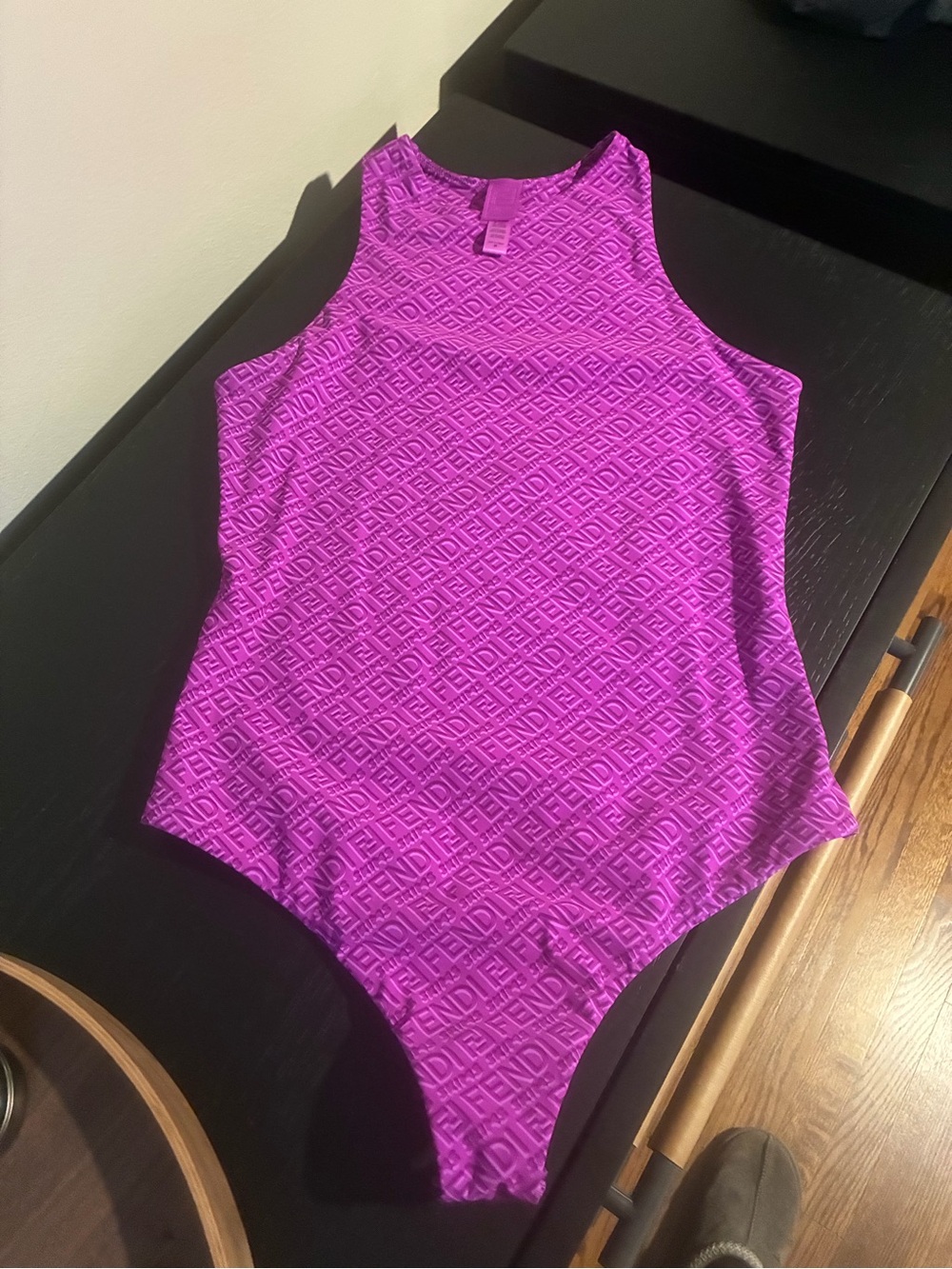 SKIMS x FENDI Bright Purple/Pink High Neck Sleeveless Bodysuit